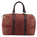 Christian Dior Trotter Canvas Boston Bag Suede Red Gold Auth 185105-13