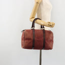 Christian Dior Trotter Canvas Boston Bag Suede Red Gold Auth 185105-21