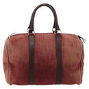 Christian Dior Trotter Canvas Boston Bag Suede Red Gold Auth 185105-2