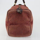 Christian Dior Trotter Canvas Boston Bag Suede Red Gold Auth 185105-3