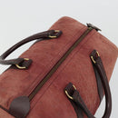 Christian Dior Trotter Canvas Boston Bag Suede Red Gold Auth 185105-6