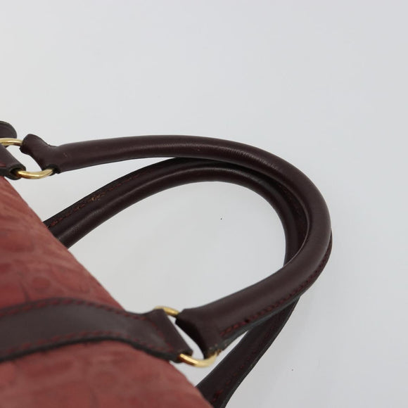 Christian Dior Trotter Canvas Boston Bag Suede Red Gold Auth 185105