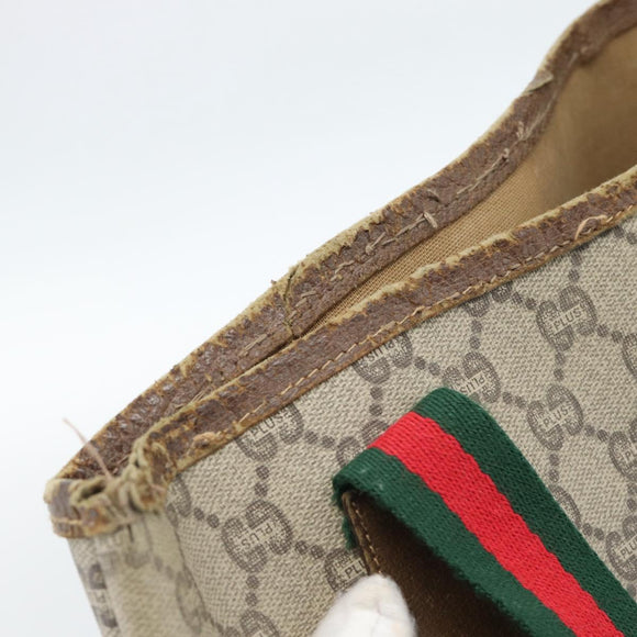 GUCCI GG Plus Supreme Tote Bag PVC Beige Gold Auth 185107
