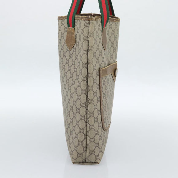 GUCCI GG Plus Supreme Tote Bag PVC Beige Gold Auth 185107