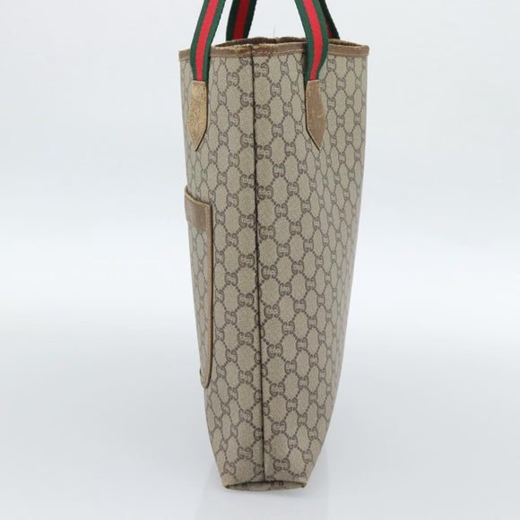 GUCCI GG Plus Supreme Tote Bag PVC Beige Gold Auth 185107