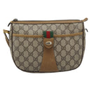 GUCCI GG Supreme Web Sherry Line Bag PVC Beige Gold 89 02 032 Auth 185108-2