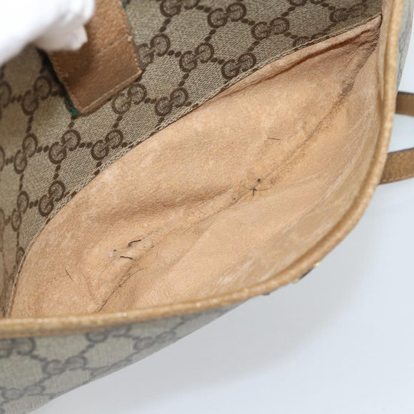 GUCCI GG Supreme Web Sherry Line Bag PVC Beige Gold 89 02 032 Auth 185108