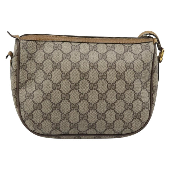 GUCCI GG Supreme Web Sherry Line Bag PVC Beige Gold 89 02 032 Auth 185108