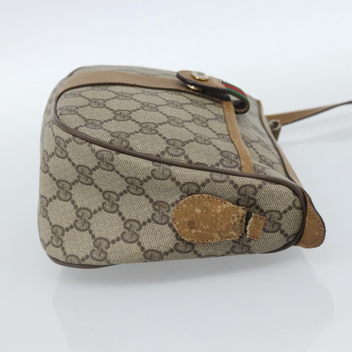 GUCCI GG Supreme Web Sherry Line Bag PVC Beige Gold 89 02 032 Auth 
