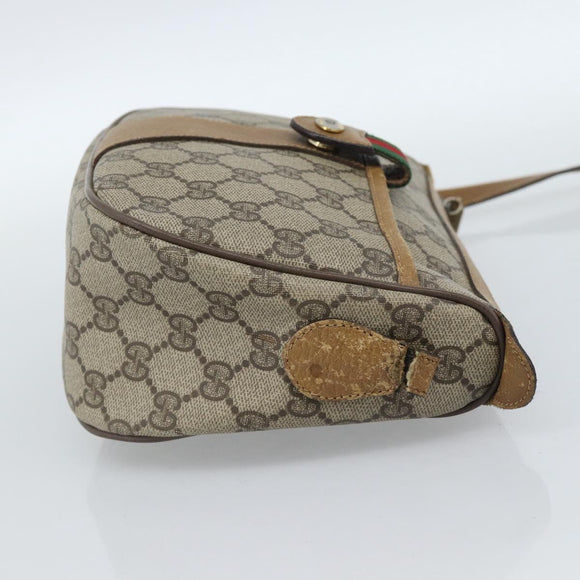 GUCCI GG Supreme Web Sherry Line Bag PVC Beige Gold 89 02 032 Auth 185108