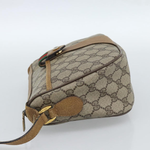 GUCCI GG Supreme Web Sherry Line Bag PVC Beige Gold 89 02 032 Auth 185108