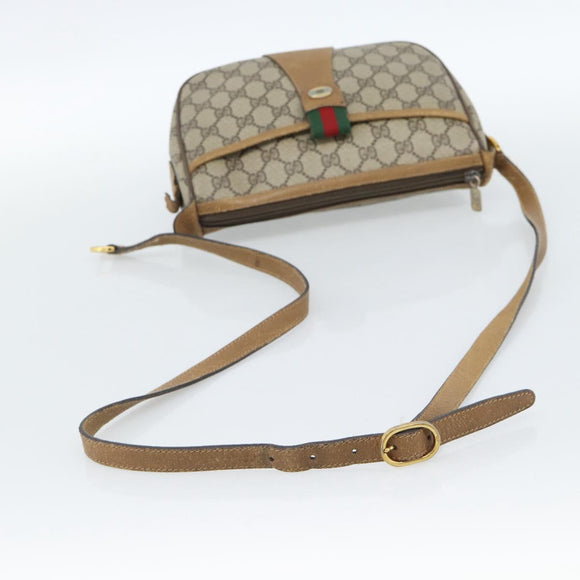 GUCCI GG Supreme Web Sherry Line Bag PVC Beige Gold 89 02 032 Auth 185108