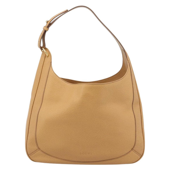 LOEWE Shoulder Bag Leather Beige Gold Auth 185109V