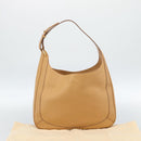 LOEWE Shoulder Bag Leather Beige Gold Auth 185109V-12