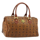 MCM Vicetos Logogram Hand Bag PVC Leather Brown Gold Auth 185111-1