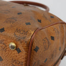 MCM Vicetos Logogram Hand Bag PVC Leather Brown Gold Auth 185111-12