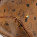 MCM Vicetos Logogram Hand Bag PVC Leather Brown Gold Auth 185111-13