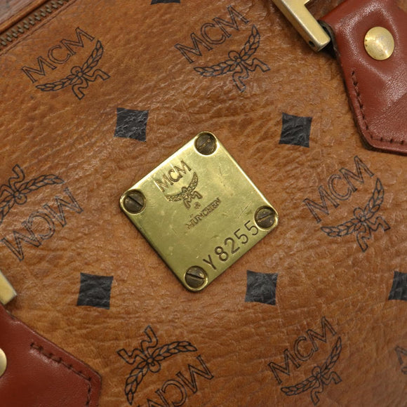 MCM Vicetos Logogram Hand Bag PVC Leather Brown Gold Auth 185111