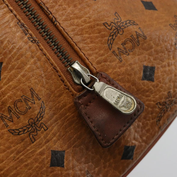 MCM Vicetos Logogram Hand Bag PVC Leather Brown Gold Auth 185111
