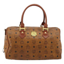 MCM Vicetos Logogram Hand Bag PVC Leather Brown Gold Auth 185111-2