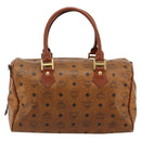 MCM Vicetos Logogram Hand Bag PVC Leather Brown Gold Auth 185111-3