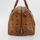 MCM Vicetos Logogram Hand Bag PVC Leather Brown Gold Auth 185111-4