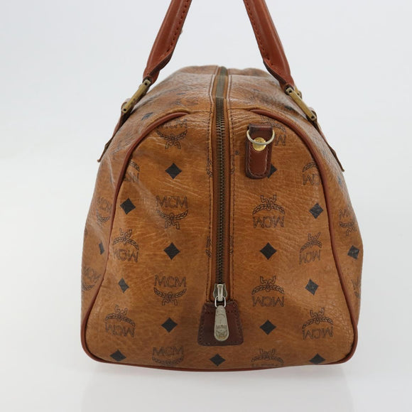 MCM Vicetos Logogram Hand Bag PVC Leather Brown Gold Auth 185111