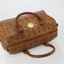 MCM Vicetos Logogram Hand Bag PVC Leather Brown Gold Auth 185111-6