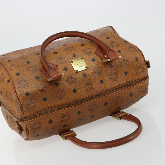 MCM Vicetos Logogram Hand Bag PVC Leather Brown Gold Auth 185111