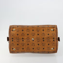 MCM Vicetos Logogram Hand Bag PVC Leather Brown Gold Auth 185111-9