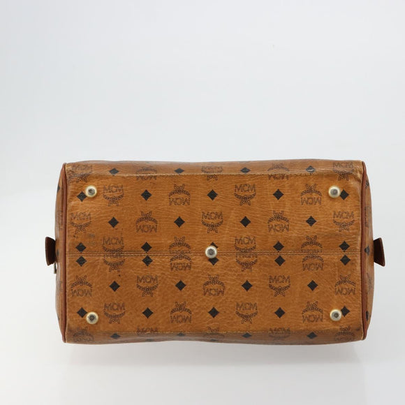 MCM Vicetos Logogram Hand Bag PVC Leather Brown Gold Auth 185111
