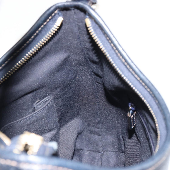 GUCCI Abbey Shoulder Bag Leather Navy Gold 130738 Auth 185114V
