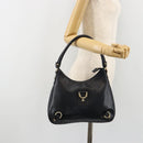GUCCI Abbey Shoulder Bag Leather Navy Gold 130738 Auth 185114V-24