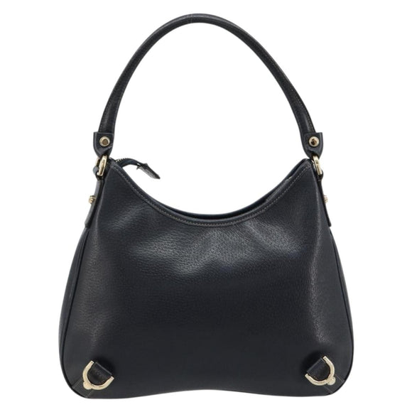 GUCCI Abbey Shoulder Bag Leather Navy Gold 130738 Auth 185114V