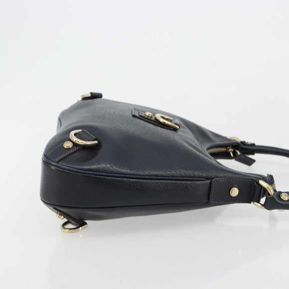 GUCCI Abbey Shoulder Bag Leather Navy Gold 130738 Auth 185114V