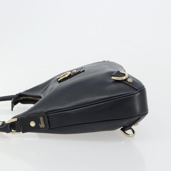 GUCCI Abbey Shoulder Bag Leather Navy Gold 130738 Auth 185114V