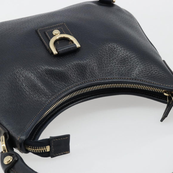 GUCCI Abbey Shoulder Bag Leather Navy Gold 130738 Auth 185114V