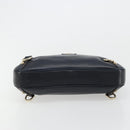 GUCCI Abbey Shoulder Bag Leather Navy Gold 130738 Auth 185114V-5