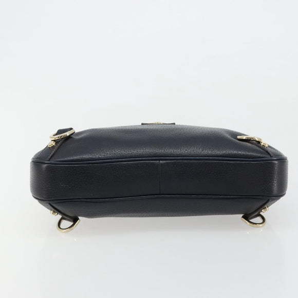 GUCCI Abbey Shoulder Bag Leather Navy Gold 130738 Auth 185114V