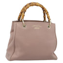 GUCCI Bamboo Hand Bag Leather Beige Gold 336032 Auth 185115A-1