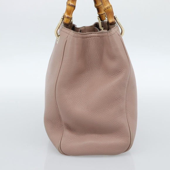 GUCCI Bamboo Hand Bag Leather Beige Gold 336032 Auth 185115A