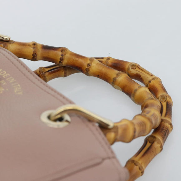 GUCCI Bamboo Hand Bag Leather Beige Gold 336032 Auth 185115A