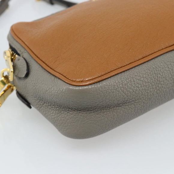 Miu Miu Shoulder Bag Leather Brown Gold Auth 185116A