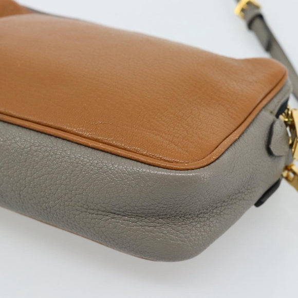 Miu Miu Shoulder Bag Leather Brown Gold Auth 185116A