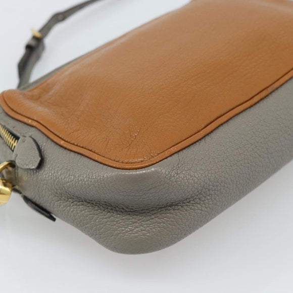 Miu Miu Shoulder Bag Leather Brown Gold Auth 185116A