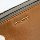 Miu Miu Shoulder Bag Leather Brown Gold Auth 185116A-15