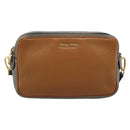 Miu Miu Shoulder Bag Leather Brown Gold Auth 185116A-2