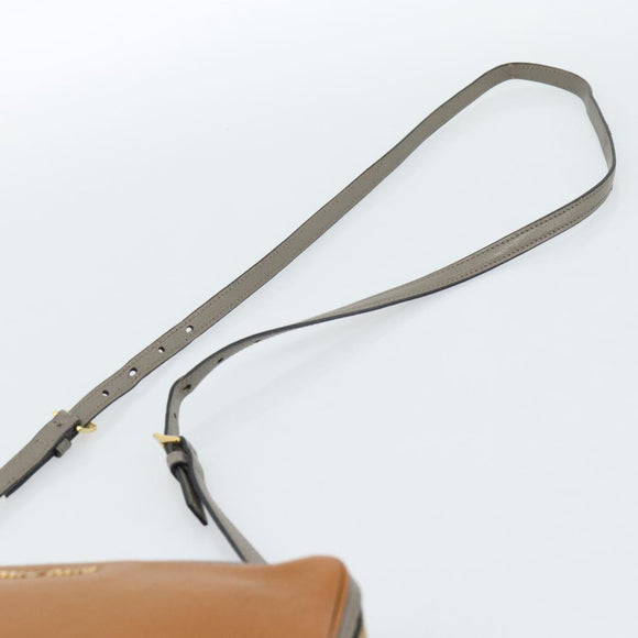 Miu Miu Shoulder Bag Leather Brown Gold Auth 185116A