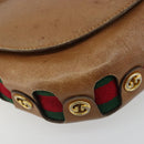 GUCCI Web Sherry Line Shoulder Bag Leather Brown Gold Auth 185117-15