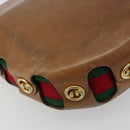 GUCCI Web Sherry Line Shoulder Bag Leather Brown Gold Auth 185117-13